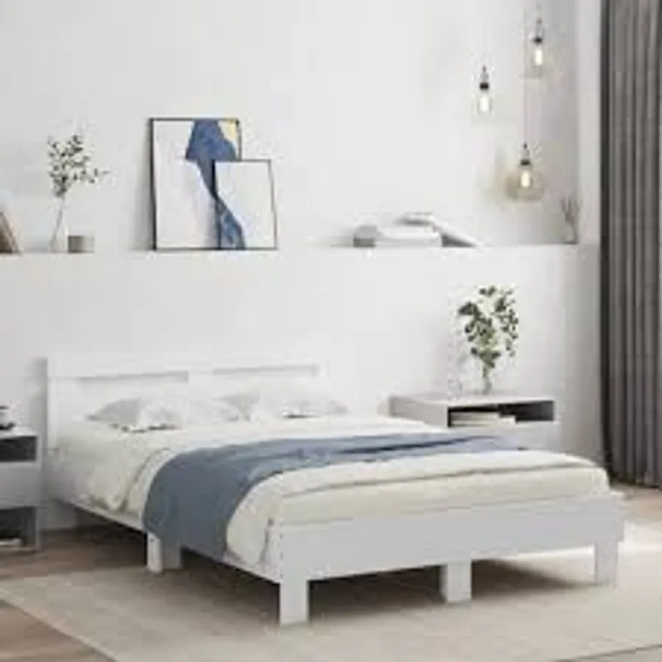 BOXED 17 STORIES BED FRAME WITH HEADBOARD AND LED WHITE 120X190 CM (2 BOXES)