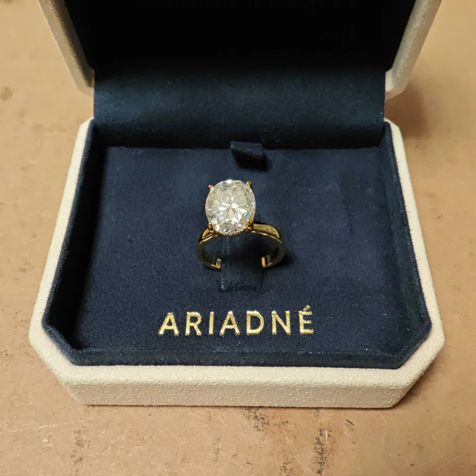 BOXED ARIADNE LONDON GOLDTONE RING WITH STONE - S925 STAMP
