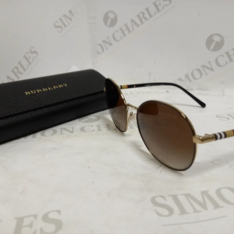 BURBERRY GOLD/TAN ROUND SUNGLASSES RRP £244