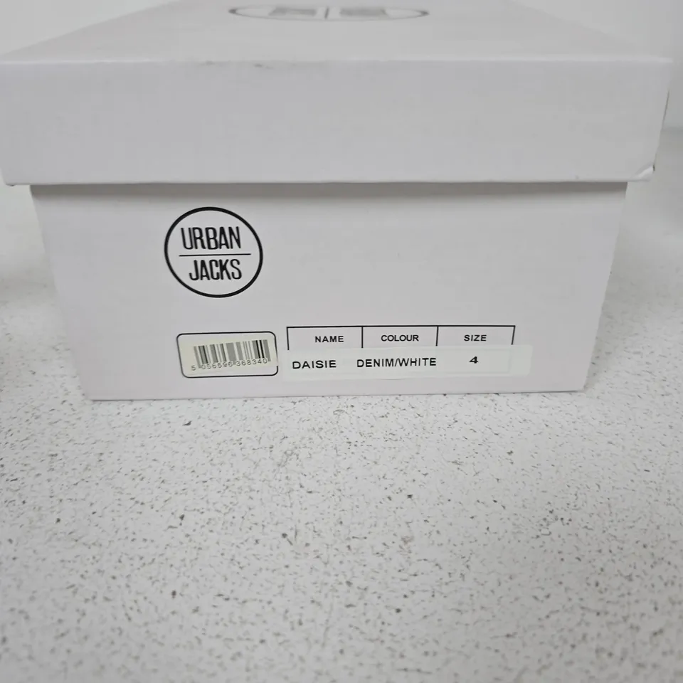 UK 4 URBAN JACKS DAISIE DENIM/WHITE SNEAKERS