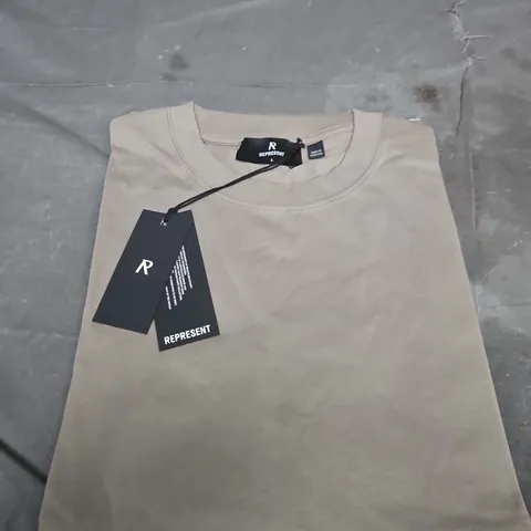 REPRESENT BEIGE T-SHIRT – UK SIZE L