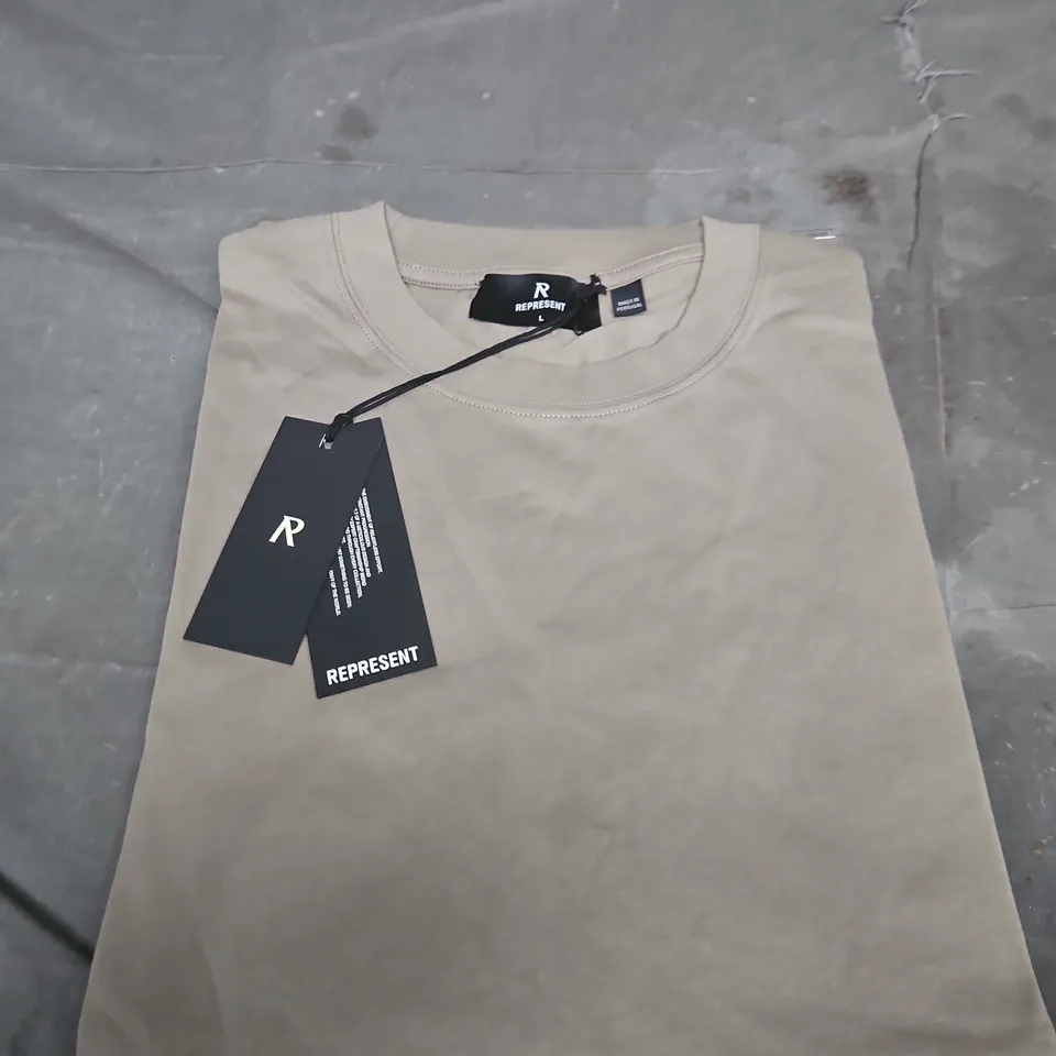 REPRESENT BEIGE T-SHIRT – UK SIZE L