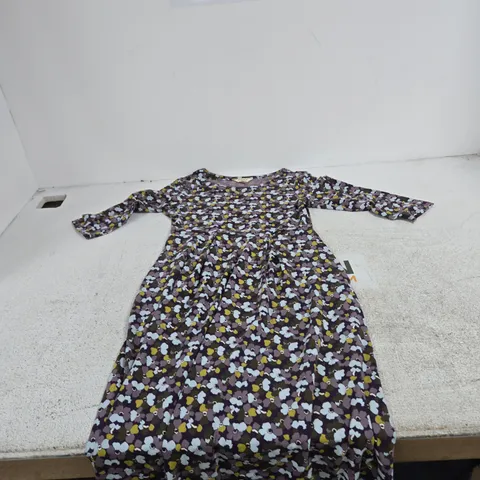 SEASALT CORNWALL WOMEN’S FLORAL DRESS – PURPLE WITH BLUE/YELLOW PRINT, UK 10 (EU 38)