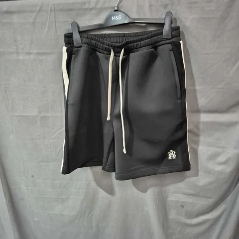 ABOUT:BLANK MEN'S BLACK ATHLETIC SHORTS WITH WHITE PIPING, SIZE S