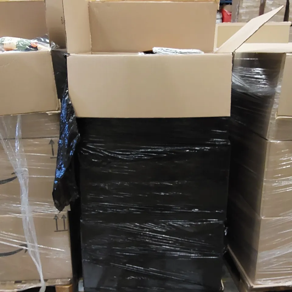 PALLET OF ASSORTED ITEMS INCLUDING: WOMENS SHOES, EGG STORAGE, GLASS PHONE SCREEN PROTECTOR, PHONE CASE, DOOR TOPPER, PHONE CHARGER