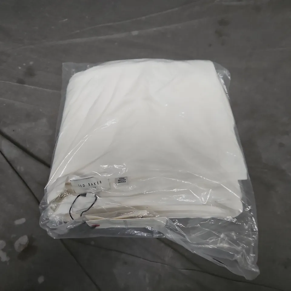 BAGGED TED BAKER NECK KNITTED MIID DRESS IN IVORY - SIZE 4