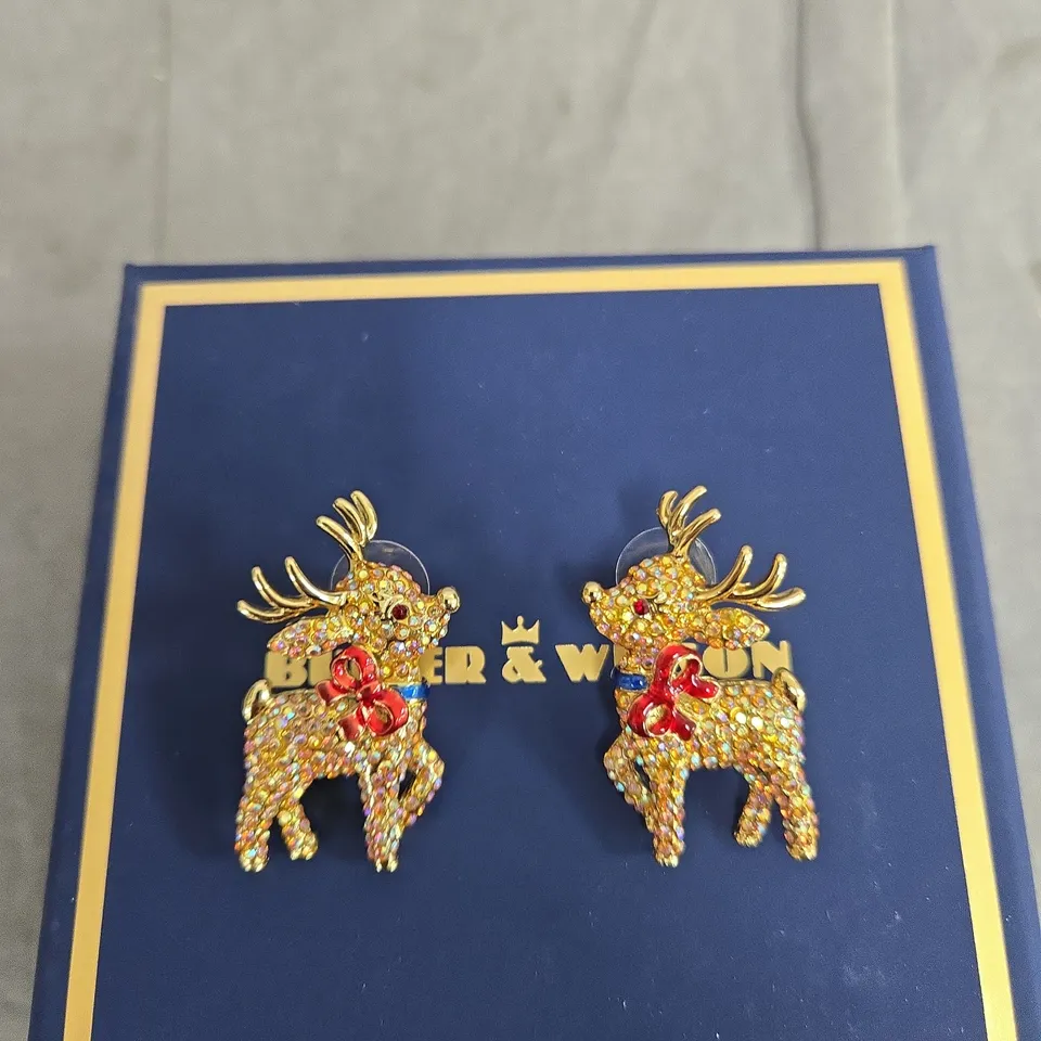BUTLER & WILSON CRYSTAL DEER EARRINGS