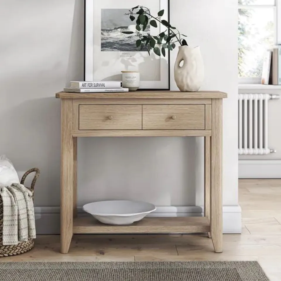 BOXED BROMLEY CONSOLE TABLE - OAK