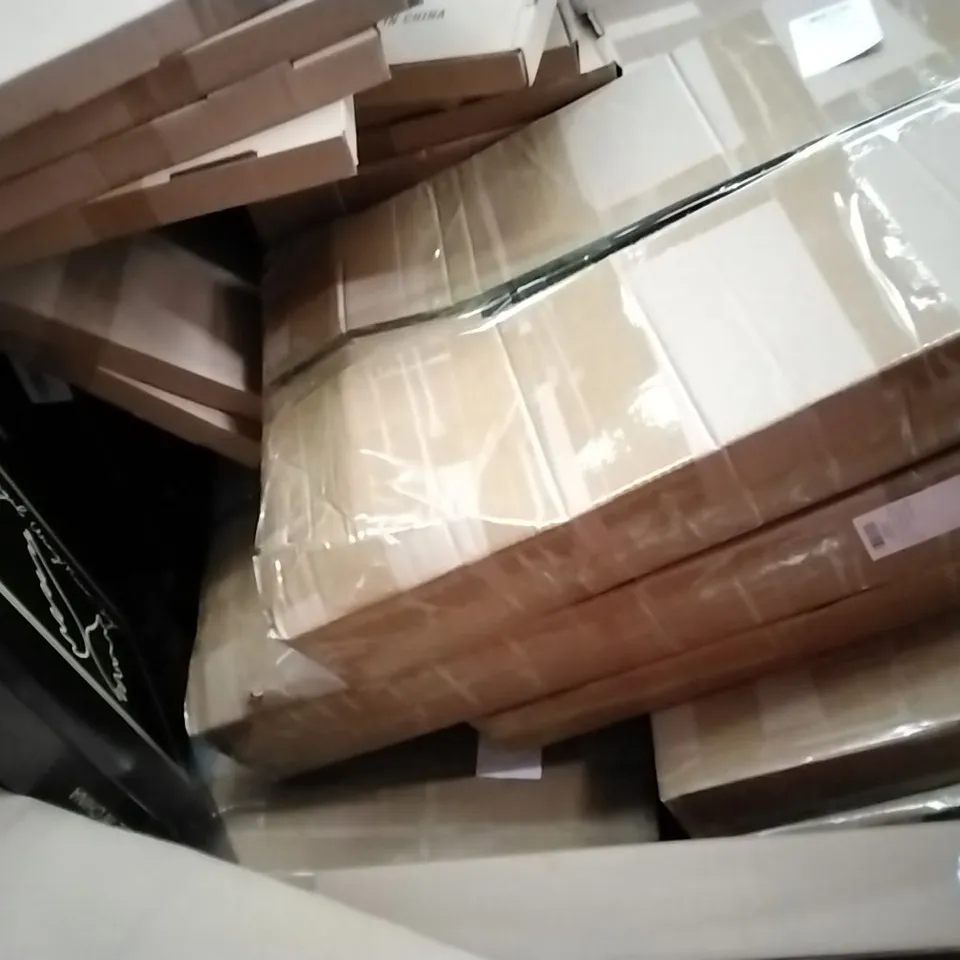 PALLET OF HOUSEHOLD ITEMS TO INCLUDE LED. NEON LIGHTS, BADMINTON RACKETS VACUUM STANDS AND FOLDING SACK TROLLIES ECT 