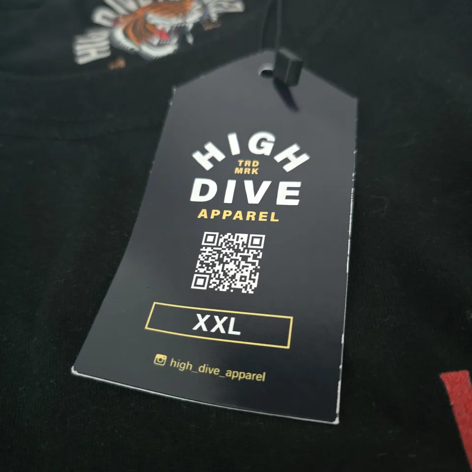 HIGH DIVE APPAREL BLACK T-SHIRT; XXL