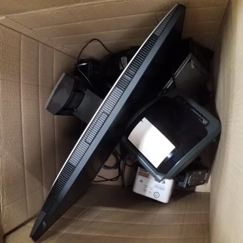PALLET CONTAINING ASSORTED TECH INCLUDING MONITORS, LABEL PRINTERS, KEYBOARDS AND BARCODE SCANNERS
