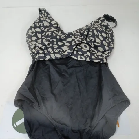 BONPRIX WOMEN'S SWIMSUIT – CAMOUFLAGE PRINT TOP WITH BLACK BOTTOM – UK 20 