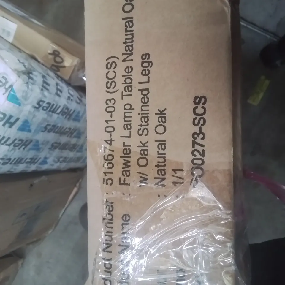 BOXED FAWLER LAMP TABLE NATURAL OAK TOP WITH OAK STAINED LEGS