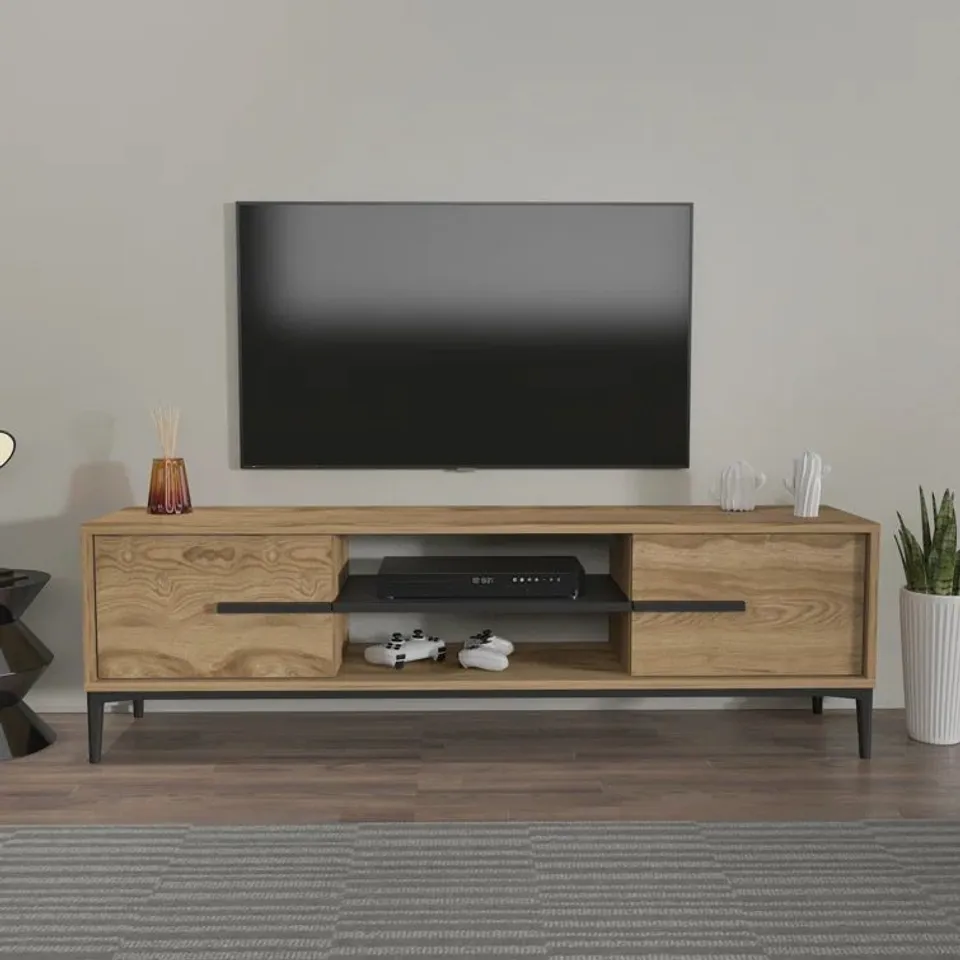 BOXED KLEE TV STAND FOR TVS UP TO 55" - BROWN/BLACK (1 BOX)