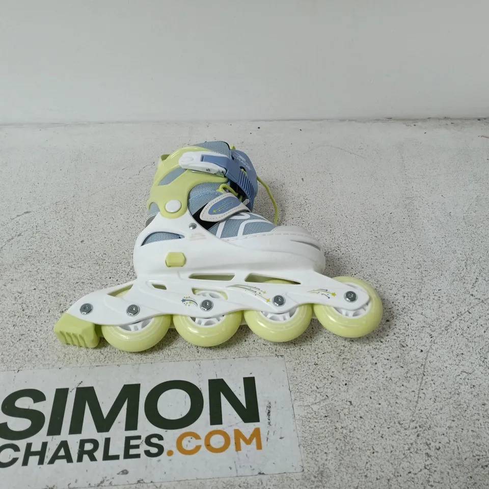 CRANE EXTENDABLE INLINE SKATES – BLUE, GREY & LIME GREEN SIZES 29 - 33 IN CARRY POUCH