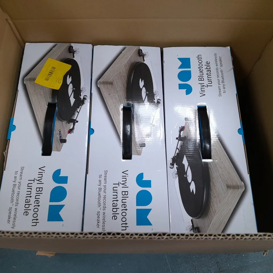 LOT OF 3 BOXED JAM VINYL BLUETOOTH TURNTABLES