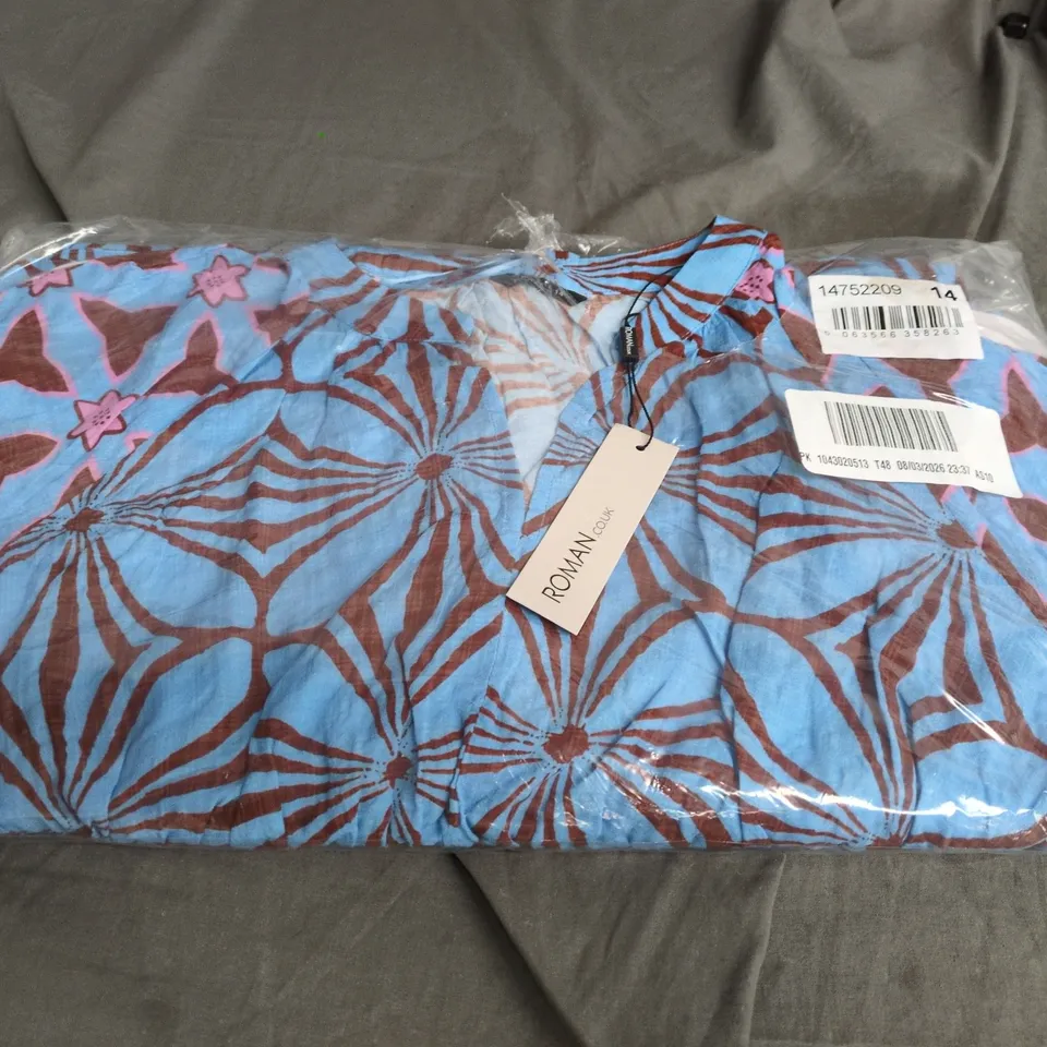 ROMAN LADIES ABSTRACT PRINT MAXI BLUE SIZE 14