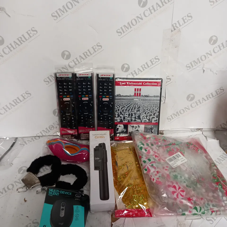 LOT OF RANDOM ITEMS TO INCLUDE, REMOTES, SELFIE STICK, ETC