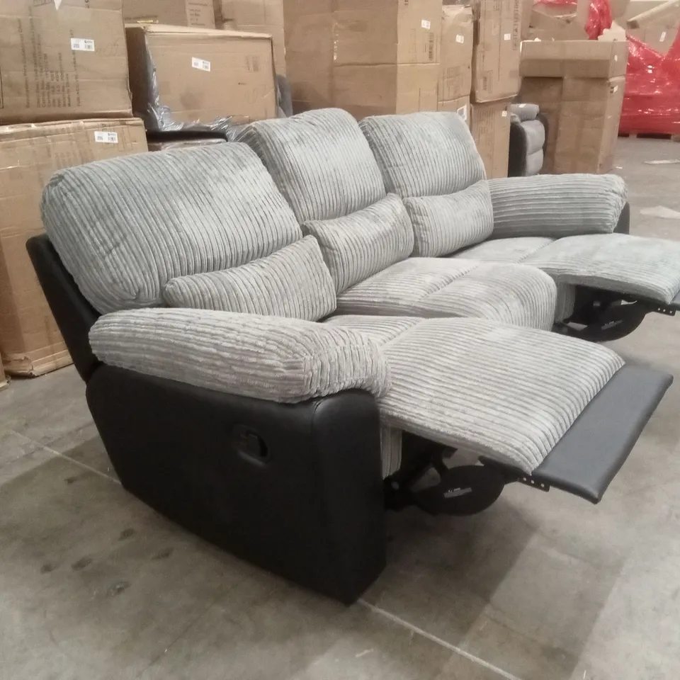 SIENNA FABRIC/FAUX LEATHER HIGH BACK 3 SEATER RECLINER SOFA RRP £849