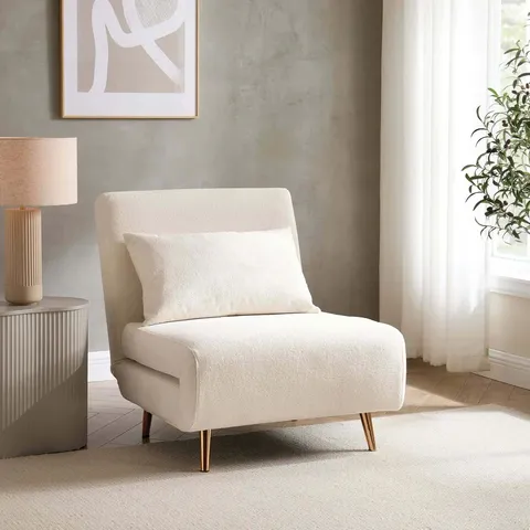 BOXED DUSK SEATTLE SINGLE CLICK CLACK SOFA BED - TEDDY CREAM (1 BOX)