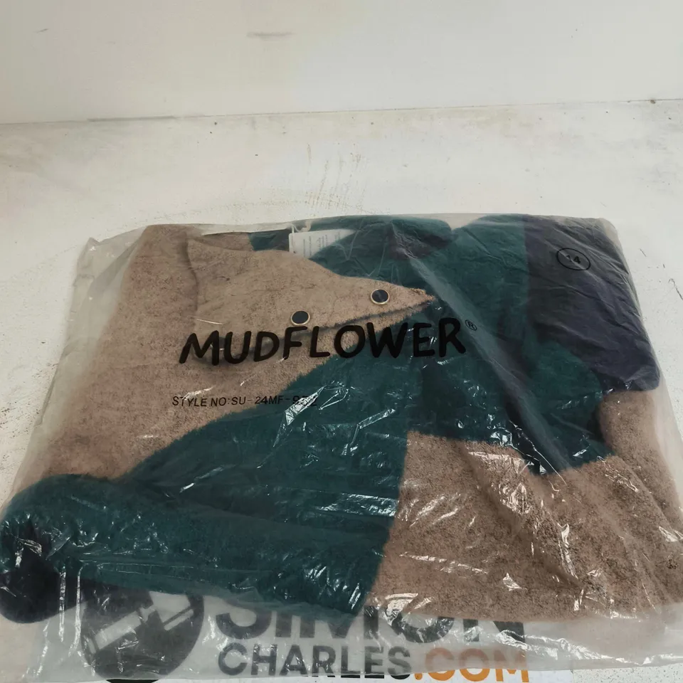MUDFLOWER COLOURBLOCK COATIGAN – TEAL COMBO, UK SIZE 14