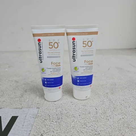 2 X ULTRASUN SPF 50+ FACE TINTED HONEY MOISTURISING SUN PROTECTION