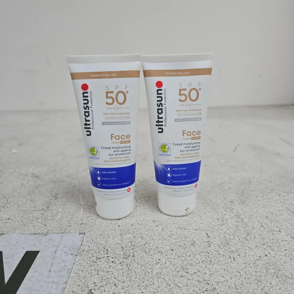 2 X ULTRASUN SPF 50+ FACE TINTED HONEY MOISTURISING SUN PROTECTION