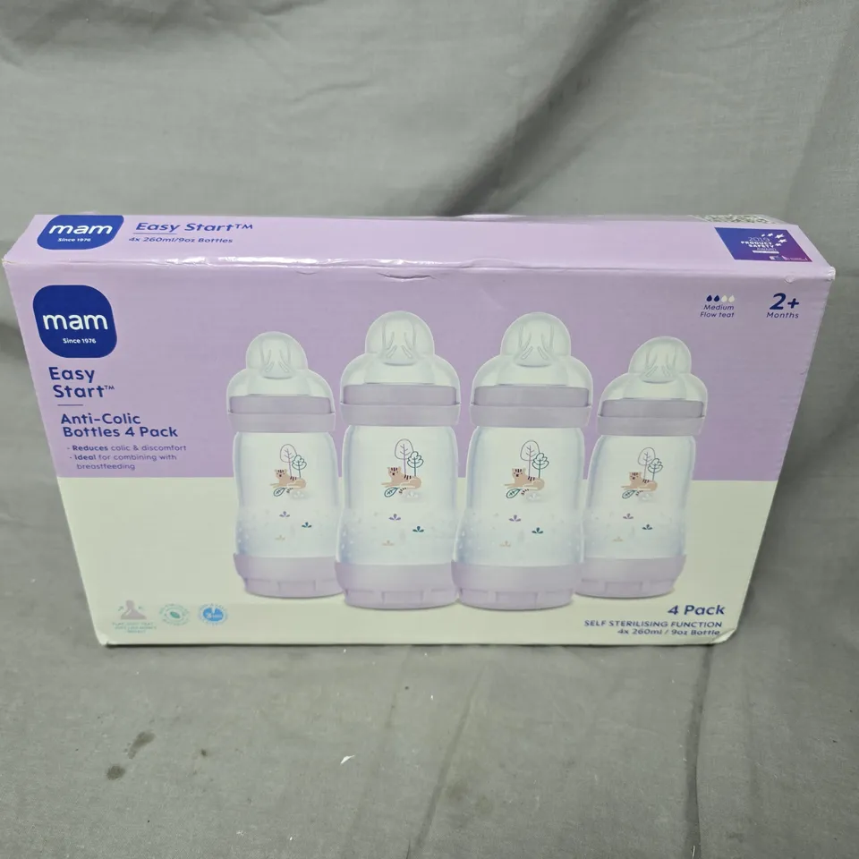 BOXED AND SEALED MAM EASY START ANTI-COLIC BOTTLES 4-PACK