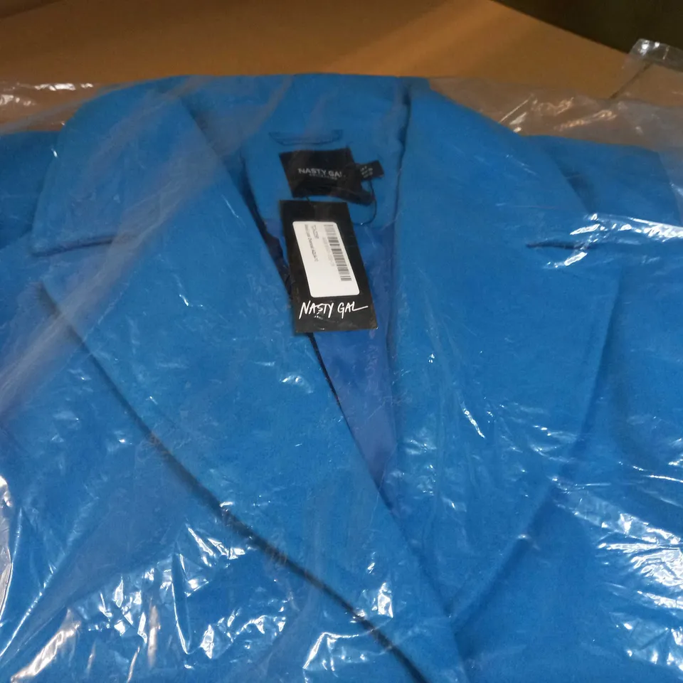 PACKAGED NASTY GAL AQUA WOOL LOOK OVERCOAT - SIZE 10