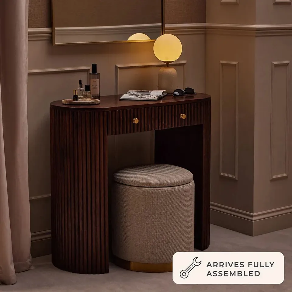 BOXED DUSK FINLEY MANGO WOOD DRESSING TABLE CONSOLE - WALNUT (1 BOX)