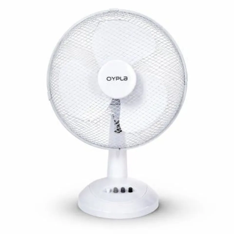 BOXED 12" OSCILLATING WHITE DESK TOP FAN