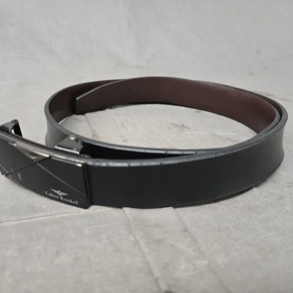 CABOR KUNKEL BLACK LEATHER BELT WITH METAL BUCKLE - SIZE UNSPECIFIED