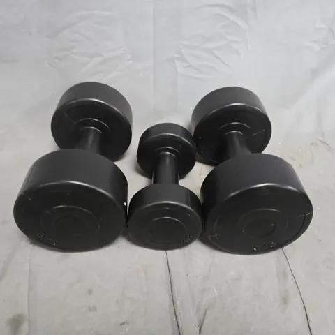 TRIO OF DUMBBELLS IN BLACK (1&3KG)