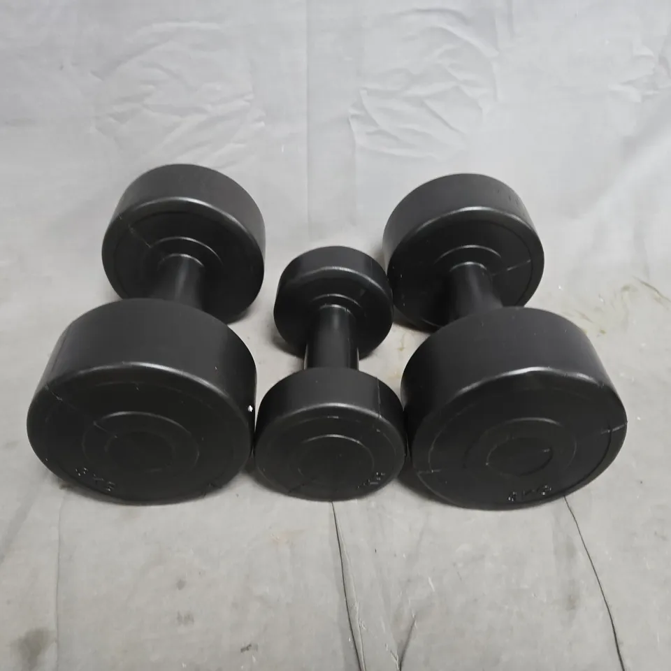 TRIO OF DUMBBELLS IN BLACK (1&3KG)
