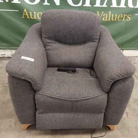 QUALITY BRITISH DESIGNER G PLAN JACKSON POWER RECLINING EASY CHAIR ROCHE SLATE FABRIC