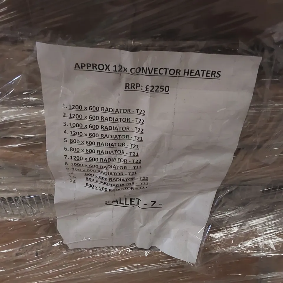 PALLET OF APPROXIMATELY 12x CONVECTOR HEATERS