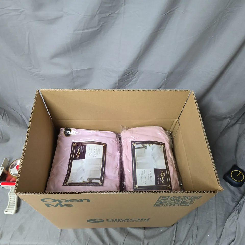 TOPAZ LUXE HOME COLLECTION DEEP FITTED SHEETS – PINK, BOX OF APPROXIMATELY 15