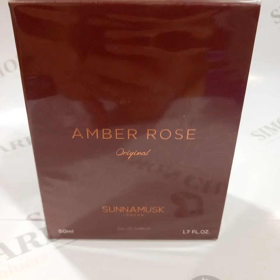 BOXED AND SEALED AMBER ROSE ORIGINAL SUNNAMUSK LONDON EAU DE PARFUM 50ML