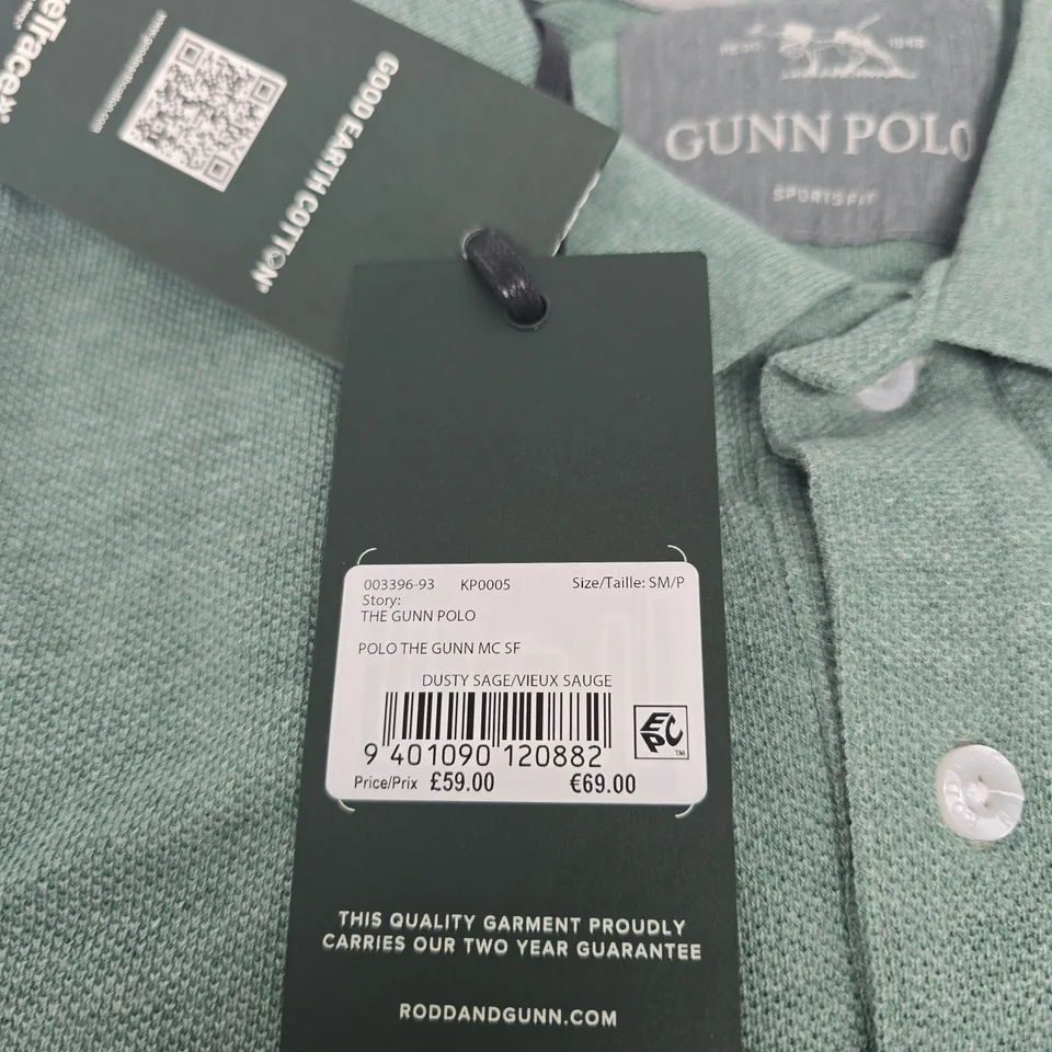 GUNN POLO SHIRT – DUSTY SAGE, UK SIZE S (SM/P)