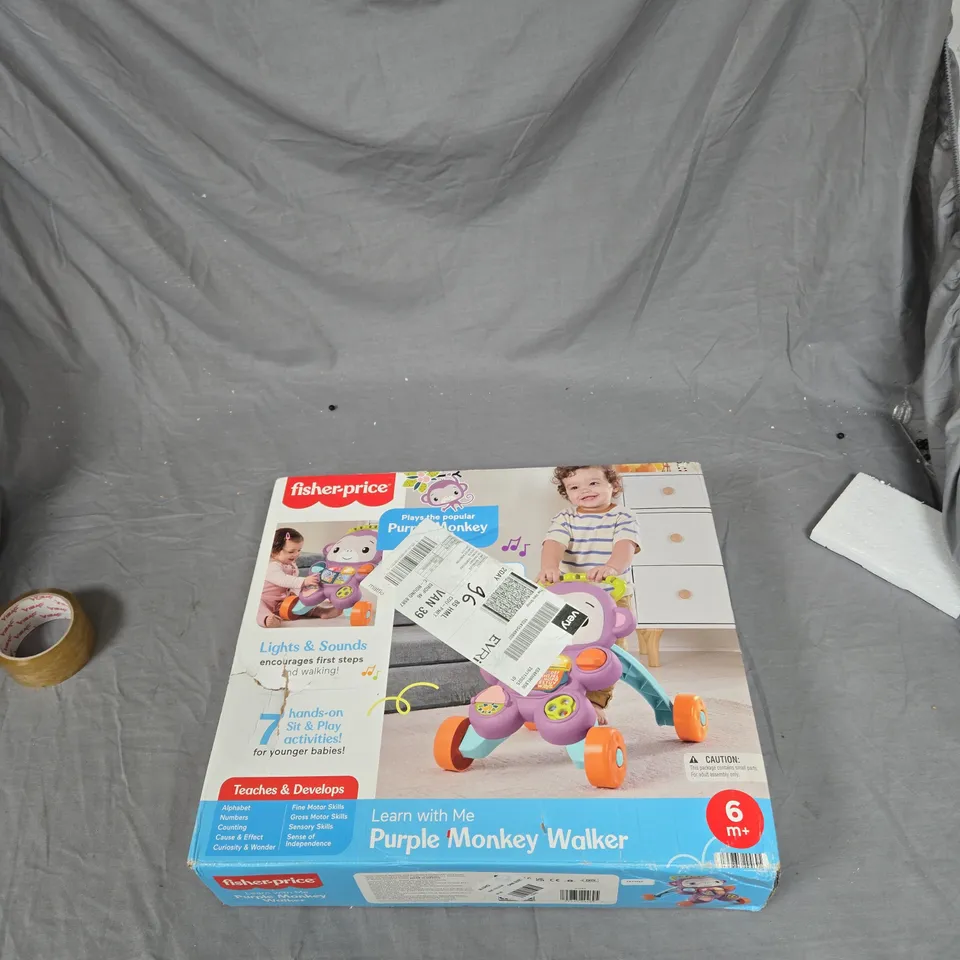 BOXED FISHER-PRICE LEARN WITH ME PURPLE MONKEY WALKER BABY LEARNING TOY WITH MUSIC & LIGHTS
