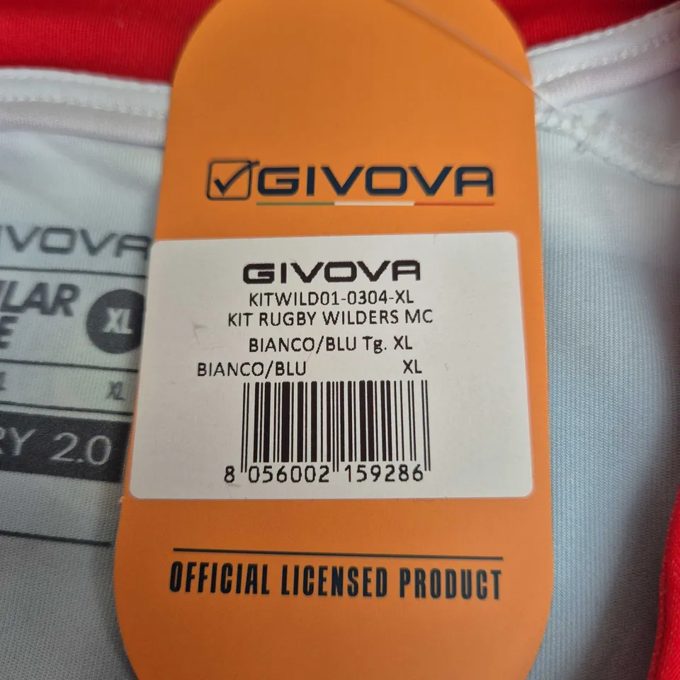 GIVOVA RUGBY JERSEY – WHITE/BLUE – XL – OFFICIAL LICENSED PRODUCT (WILDERS MC)