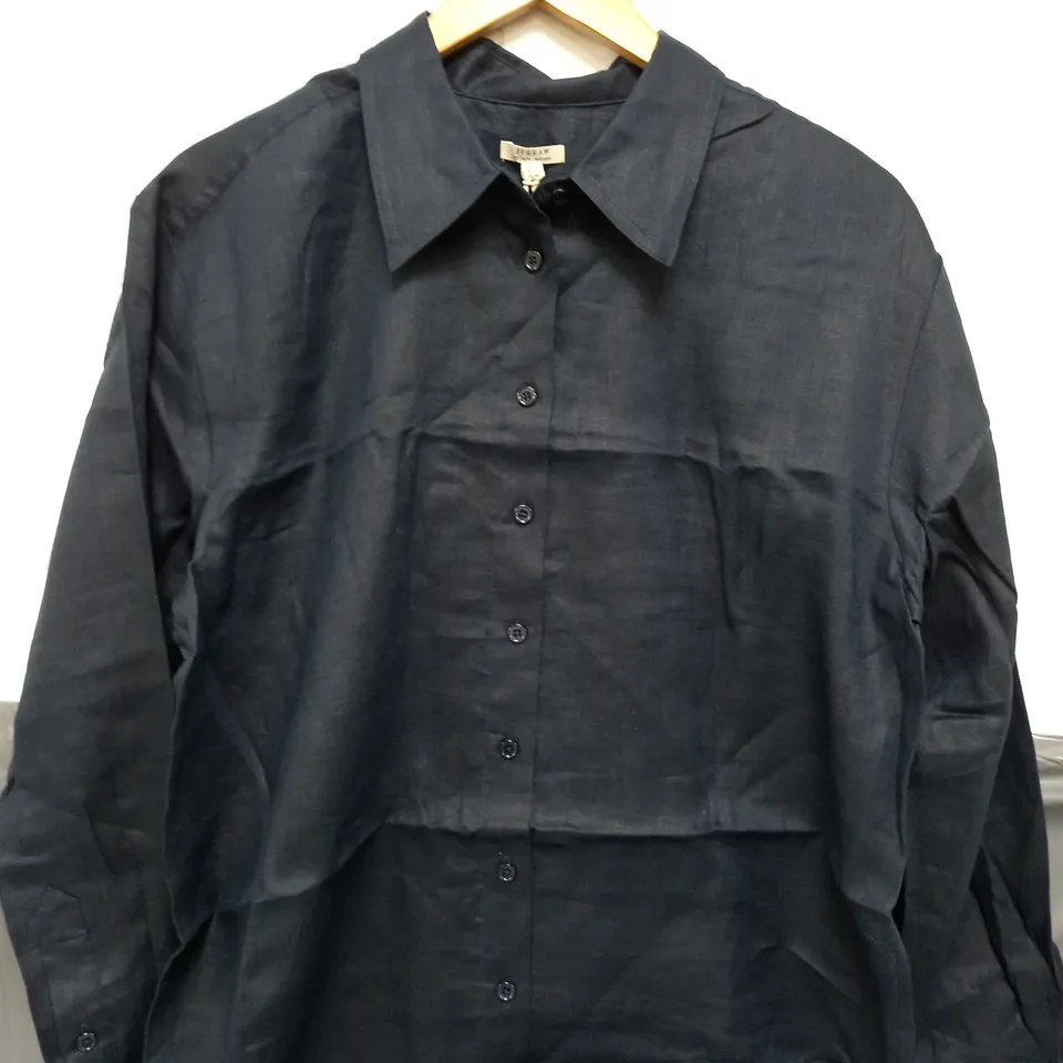 JIGSAW LINEN CASUAL SHIRT IN NAVY - UK 12