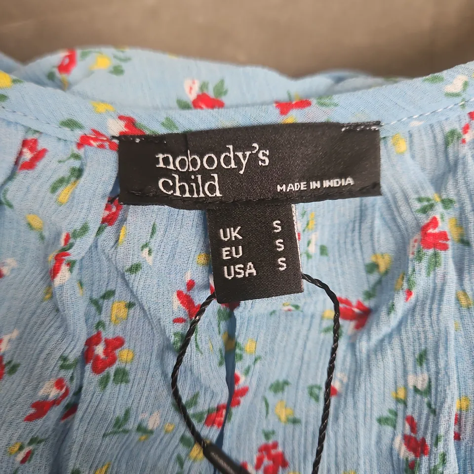 NOBODY'S CHILD BLUE FLORAL DRESS, UK SIZE S (KIDS)