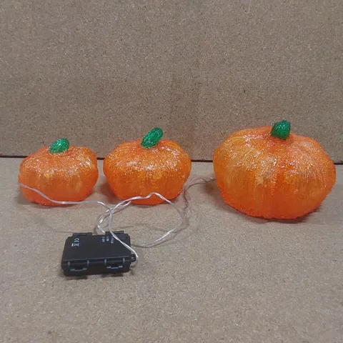 BOXED SET OF 3 OUTDOOR ACRYLIC PUMPKIN LIGHTS 