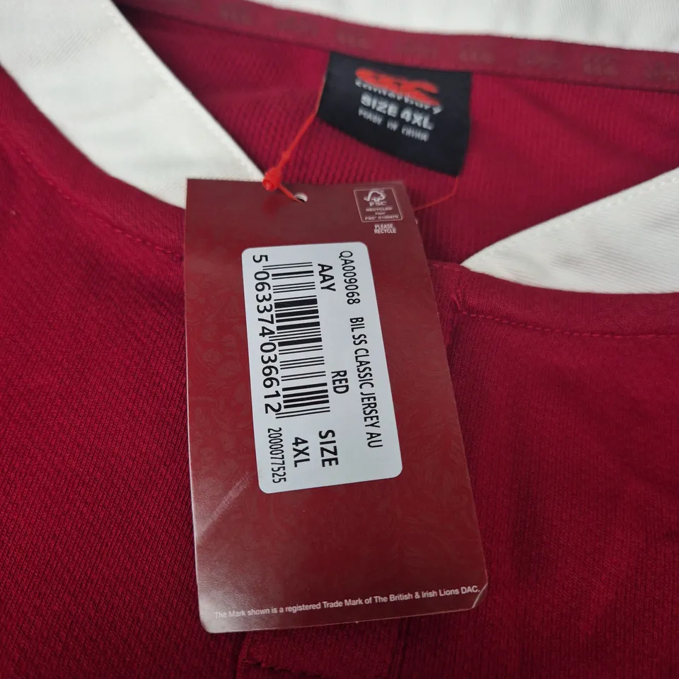 CANTERBURY RUGBY SHIRT WITH HOWDEN SPONSOR – RED, SIZE 4XL
