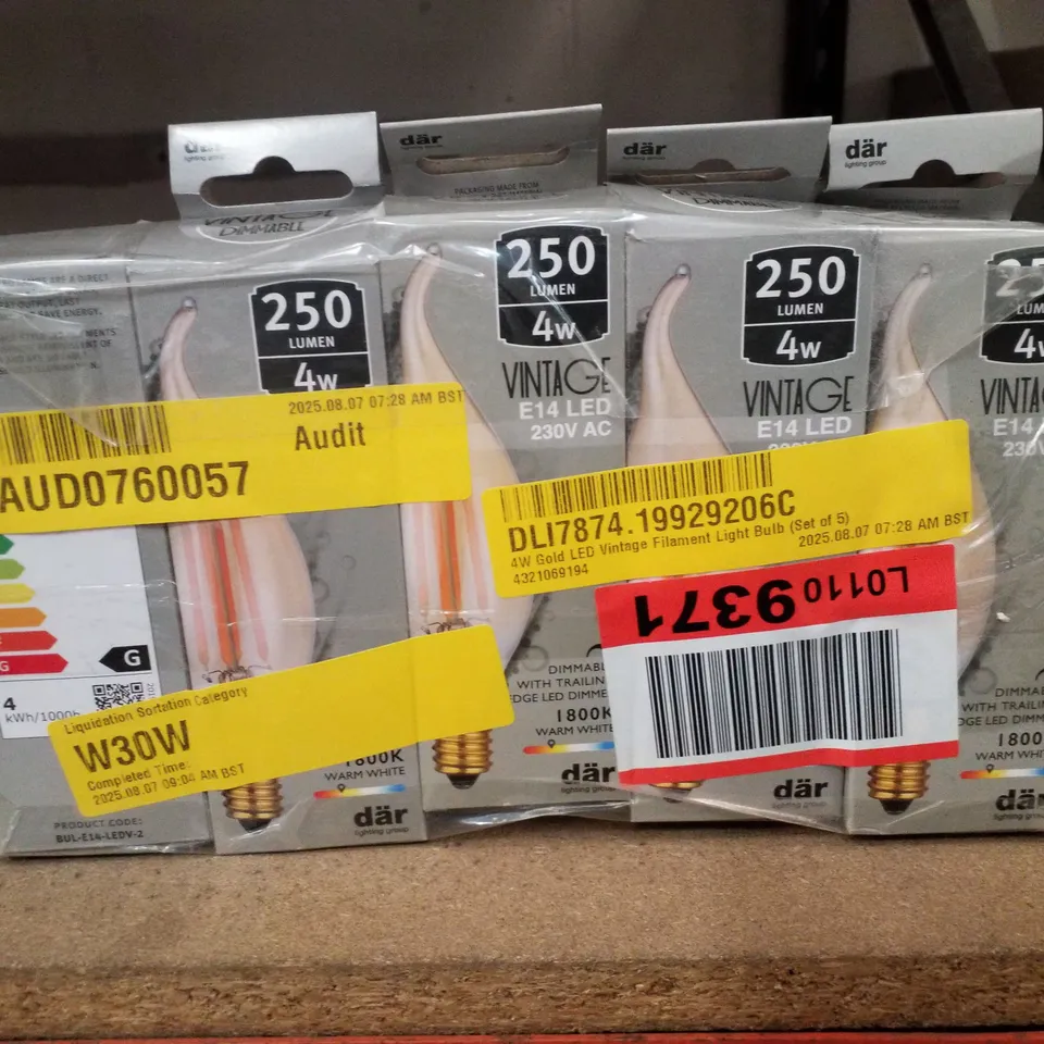4W GOLD LED VINTAGE FILAMENT LIGHT BULBS (SET OF 5)
