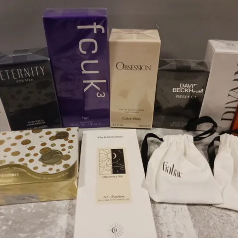 APPROX 10 ASSORTED FRAGRANCES TO INCLUDE CALVIN KLEIN ETERNITY, FCUK3 HER, DAVID BECKHAM RESPECT, ETC 