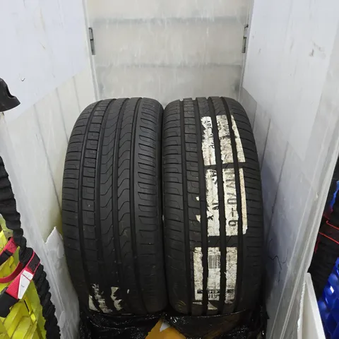 PAIR OF PASSENGER CAR TYRES – USED, TREAD VISIBLE CAR MODEL NOT SPECIFIED