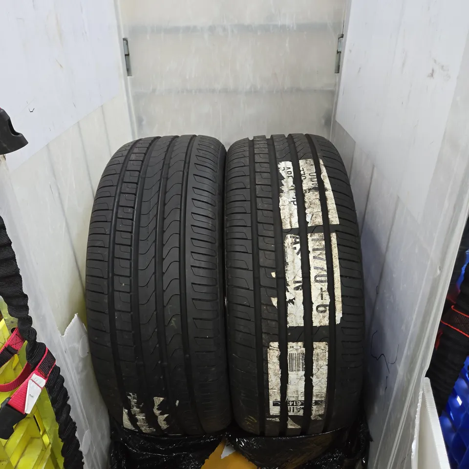 PAIR OF PASSENGER CAR TYRES – USED, TREAD VISIBLE CAR MODEL NOT SPECIFIED