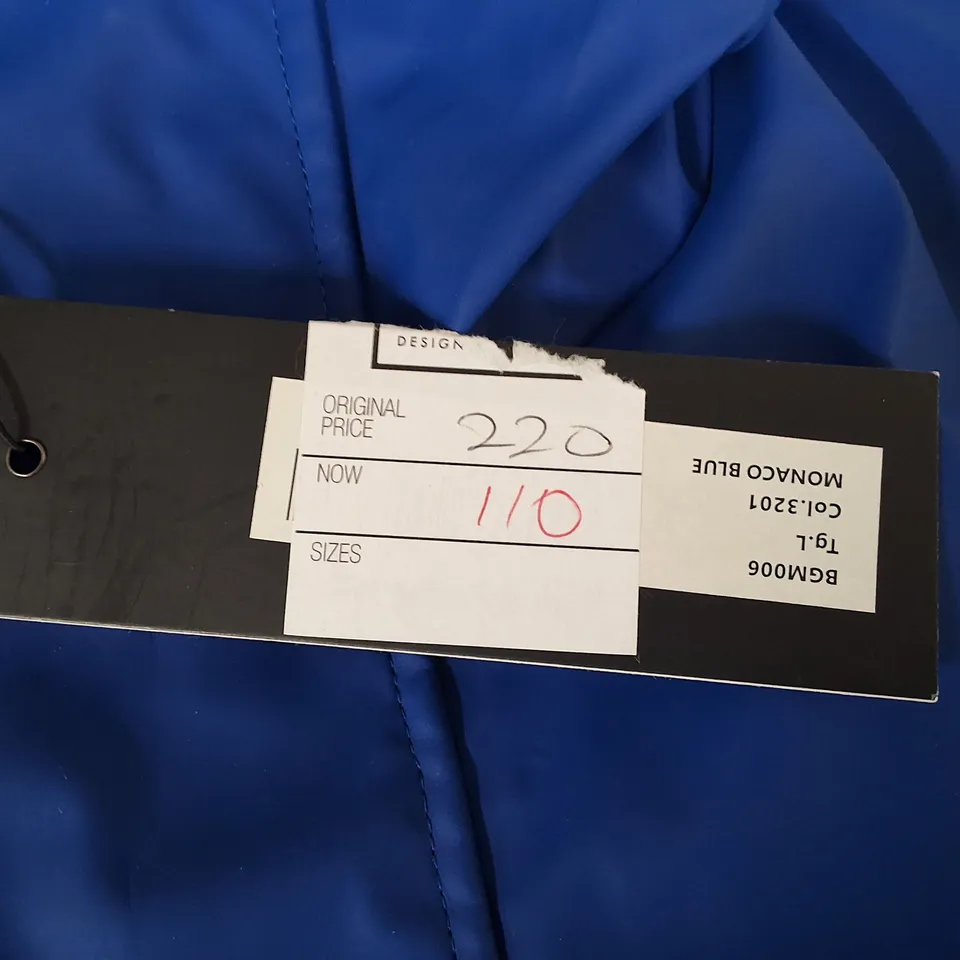 GAMMON BLUE ZIP THROUGH HOODED SHOWERPROOF COAT - L